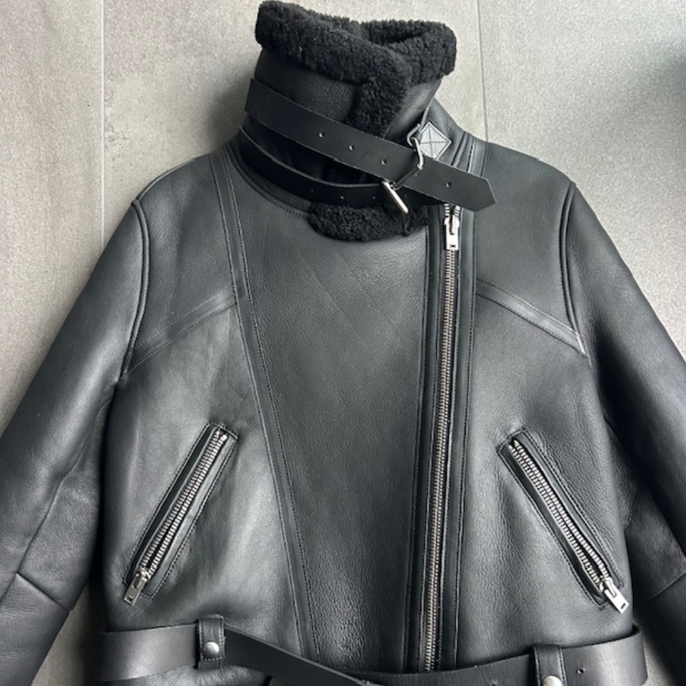 IRO 'Dries' Shearling Black Biker Jacket